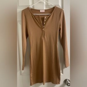 NWOT Pink Lily Ribbed Henley Long Sleeve Dress Small